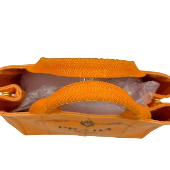 Prada Orange Canvas Small Canapa Tote Bag - Picture 7 of 10